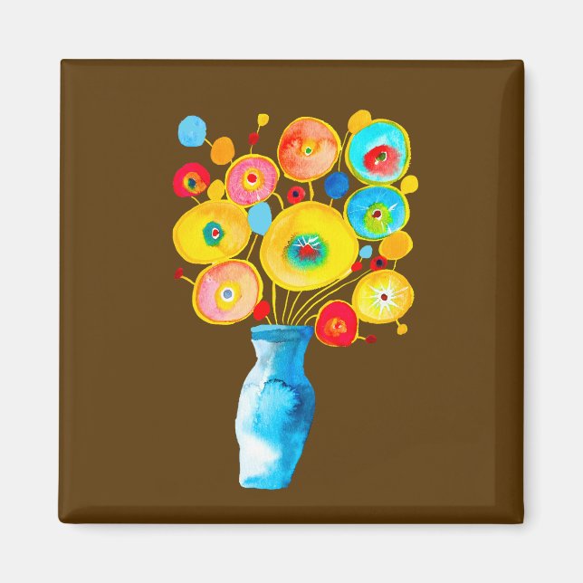 Aimant Illustration d'art des fleurs funky (Devant)