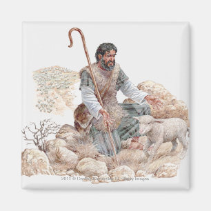 Aimant Illustration de berger trouvant ses moutons perdus