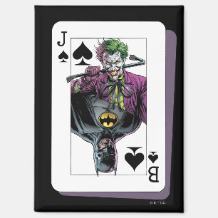 Aimant Illustration de carte à jouer Joker et Batman Piqu