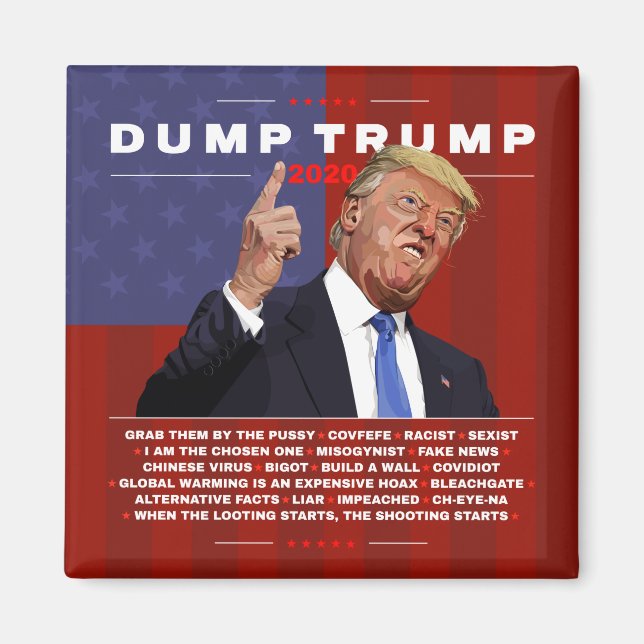 Aimant Illustration de Dump Trump 2020 (Devant)