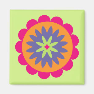 Aimant illustration de formes florales orange et rose