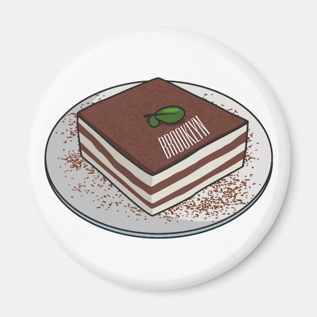Aimant Illustration de gâteau de Tiramisu (Devant)