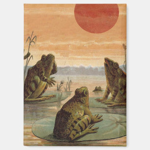 Aimant Illustration de grenouilles sur nénuphars sous la