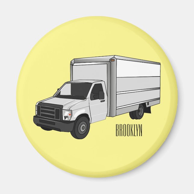 Aimant Illustration de la caricature du camion-boîte (Devant)