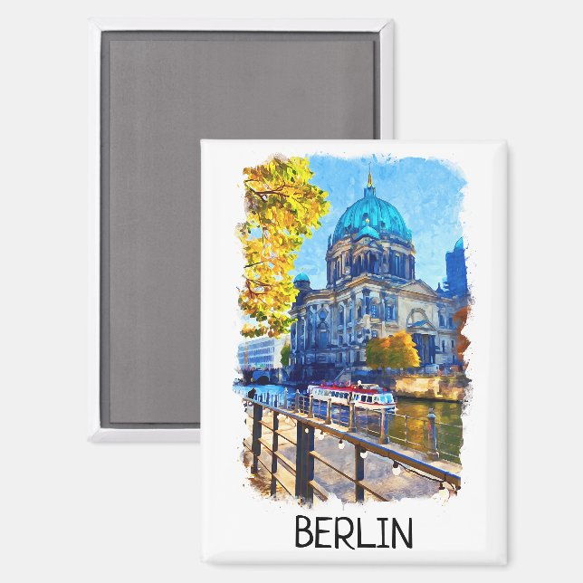 Aimant Illustration de l'aquarelle Berlin Berliner Dom (Recto/Verso)