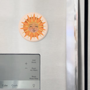 Aimant Illustration de l'aquarelle orange Sun Face