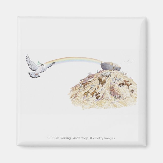 Aimant Illustration de l'arche de Noé avec des animaux qu (Devant)