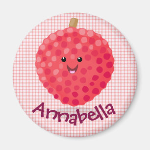 Aimant Illustration de litchee rose mignon
