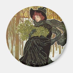 Aimant Illustration de Noël vintage Art nouveau couvertur