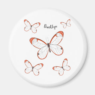 Aimant Illustration de papillon en verre