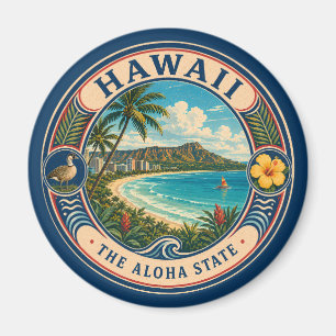 Aimant Illustration de paysage d'Hawaï Badge d'art de voy