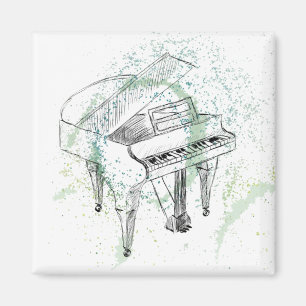 Aimant Illustration de piano personnalisée Art Dessin Amo