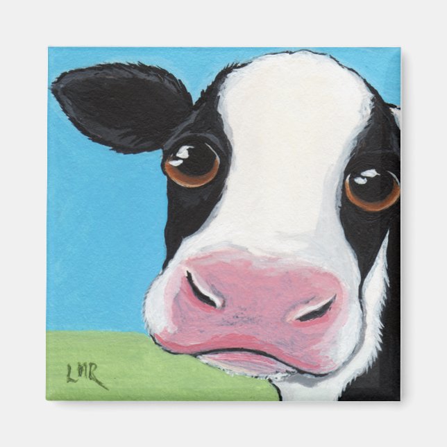 Aimant Illustration de vaches blanches et noires mignonne (Devant)