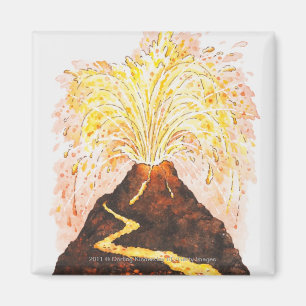 Aimant Illustration de volcan éclatant