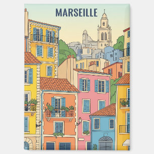 Aimant Illustration de voyage à Marseille France