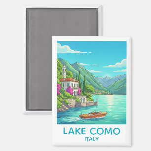 Aimant Illustration de voyage du lac de Côme Italie vinta