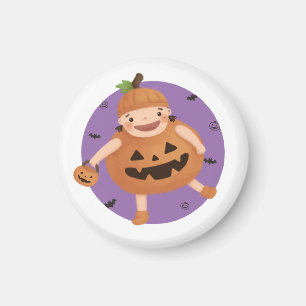 Aimant Illustration d'Halloween : Fille Citrouille