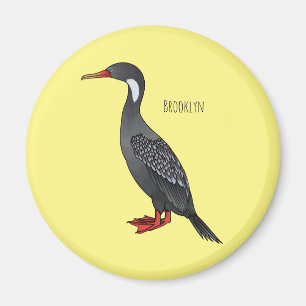 Aimant Illustration d'oiseau cormoran à pattes rouges