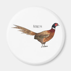 Aimant Illustration d'oiseau faisan à cou circulaire