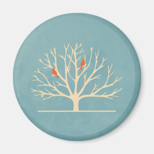 Aimant Illustration d'Oiseaux oranges modernes dans un gr