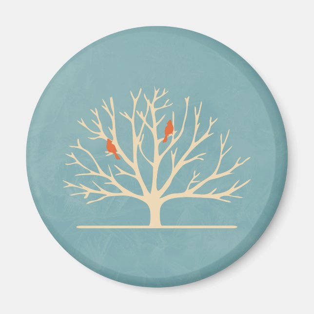 Aimant Illustration d'Oiseaux oranges modernes dans un gr (Devant)