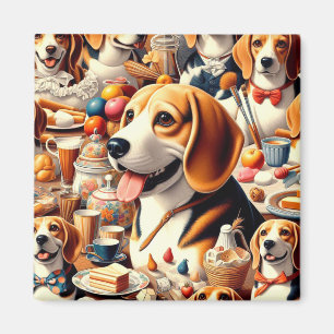 Aimant Illustration du Beagle rétro