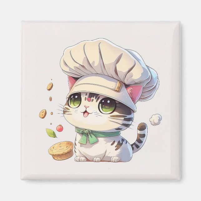 Aimant Illustration du chef de chats Cute Kitten (Devant)