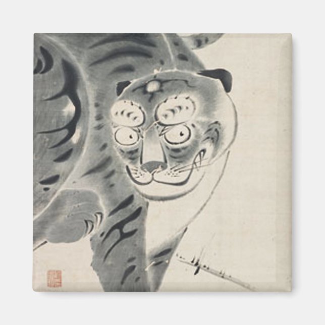 Aimant Illustration du tigre par Ito Jakuchu (Devant)