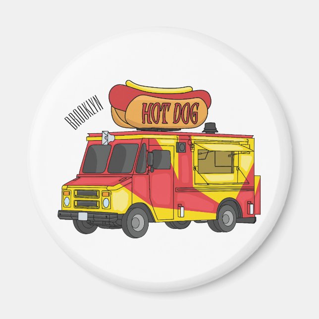 Aimant Illustration d'un camion de nourriture pour chien  (Devant)