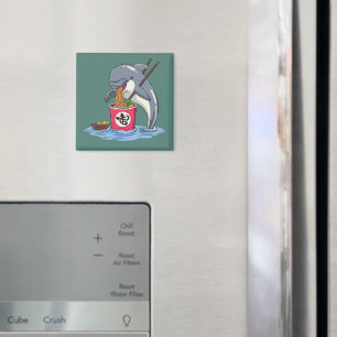 Aimant Illustration d'un dauphin mangeant des ramen