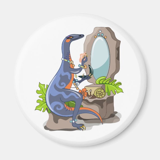 Aimant Illustration D'Un Iguanodon Mettant Sur Le Maquill (Devant)