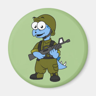 Aimant Illustration D'Un Soldat De Stegosaurus.