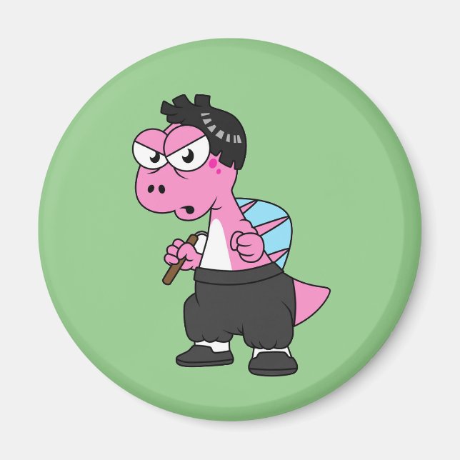 Aimant Illustration D'Un Spinosaurus Bruce Lee. (Devant)