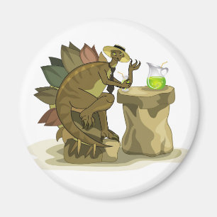 Aimant Illustration D'Un Stegosaurus Qui Boit Une Boisson