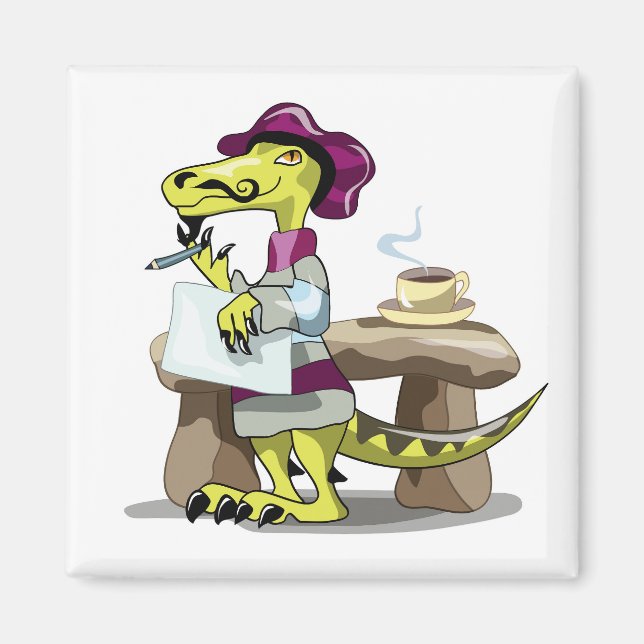 Aimant Illustration D'Une Pensée De Poète Raptor Caricatu (Devant)