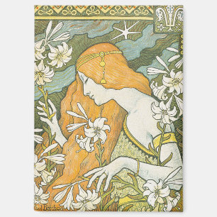 Aimant Illustration élégante de femme Art nouveau avec ly