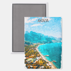 Aimant Illustration élégante de l'aquarelle Antalya Turke