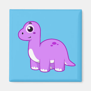 Aimant Illustration Mignonne D'Un Brontosaurus Dinosaure.