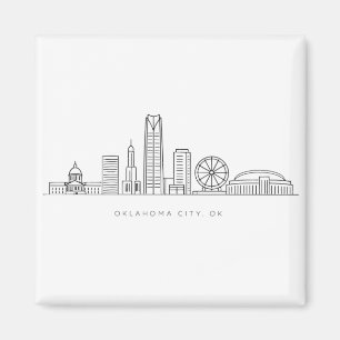 Aimant Illustration minimaliste de la skyline d'Oklahoma