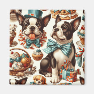 Aimant Illustration Retro Cute Boston Terrier