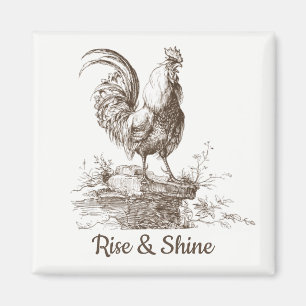 Aimant Illustration sépiale charmante du coq