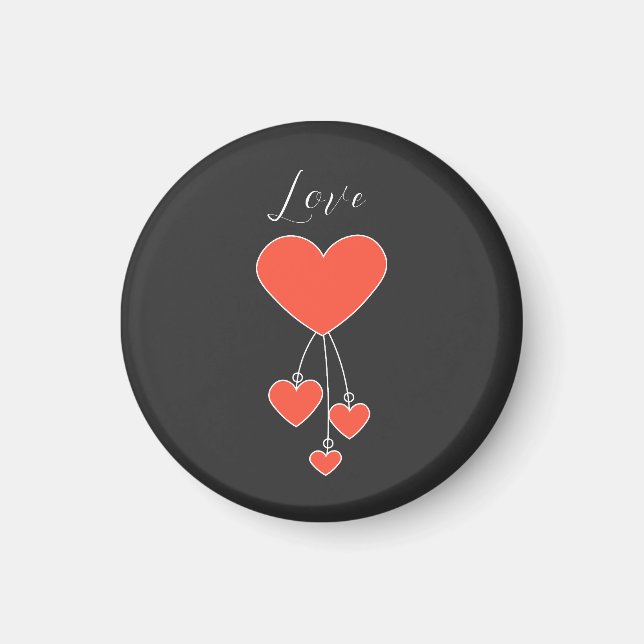 Aimant Illustration simple avec le coeur écarlate "Amour" (Devant)