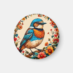 Aimant Illustration vibrante et colorée d'un oiseau