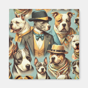Aimant Illustration vintage American Pit Bull Terrier