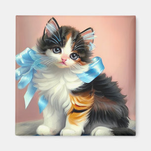Aimant Illustration vintage Calico Kitten