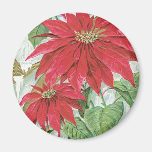 Aimant Illustration vintage de poinsettia