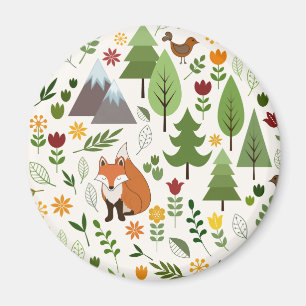 Aimant Illustrations de style scandinave sur Motif crème