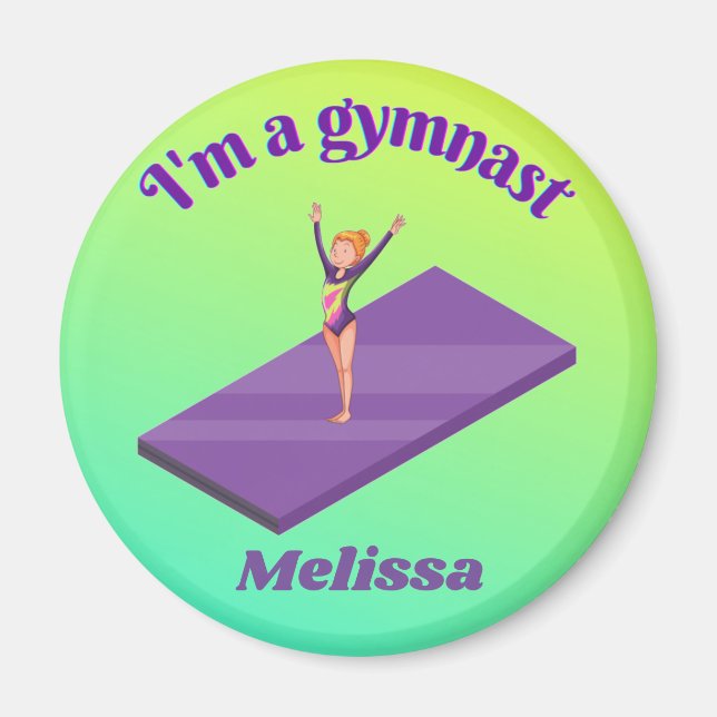 Aimant I'm A Gymnast - Girl with/ Leotard on Purple Gym M (Devant)