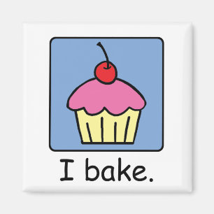 Aimant Image de dessin animé Cupcake Dessert Glaçage Rose