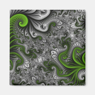 Aimant Imaginaire Monde Vert Et Gris Art Fractal Abstrait
